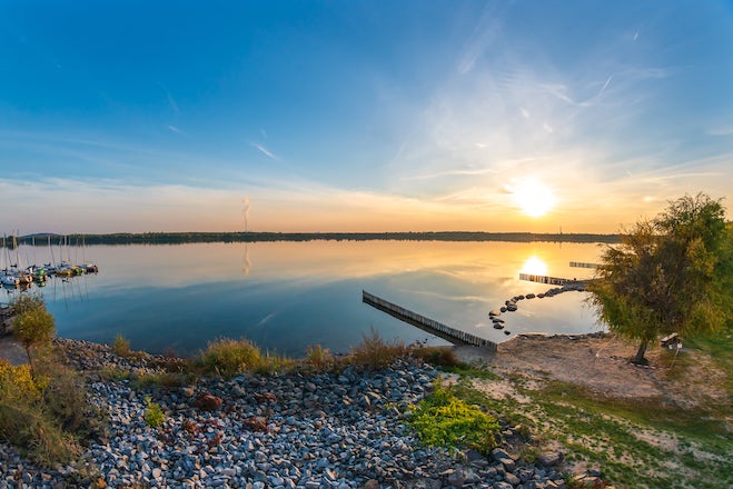 markkleeberg see sonnenuntergang